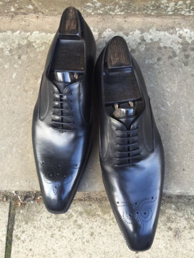 Handmade Black Leather Oxford Lace up Dress Shoes