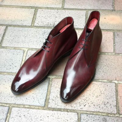 Handmade Vintage Red Leather Chukka Boot