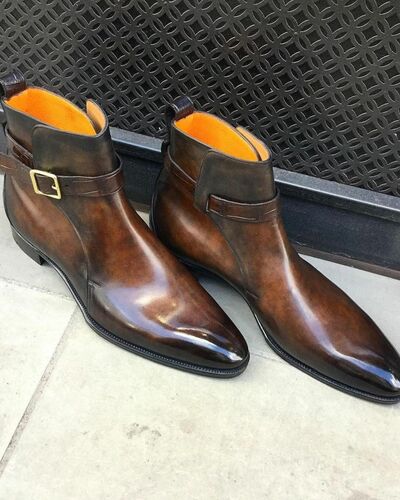 Handmade Brown Patina Leather Jodhpur Boot