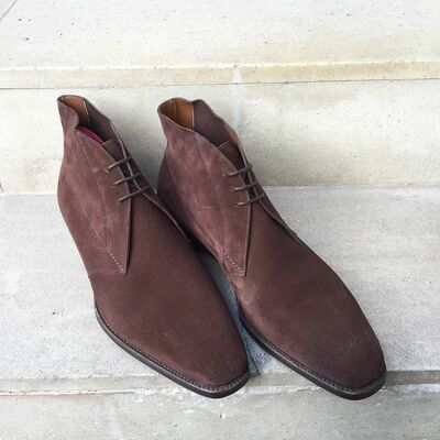 Handmade Men Brown Suede Leather Chukka Boot