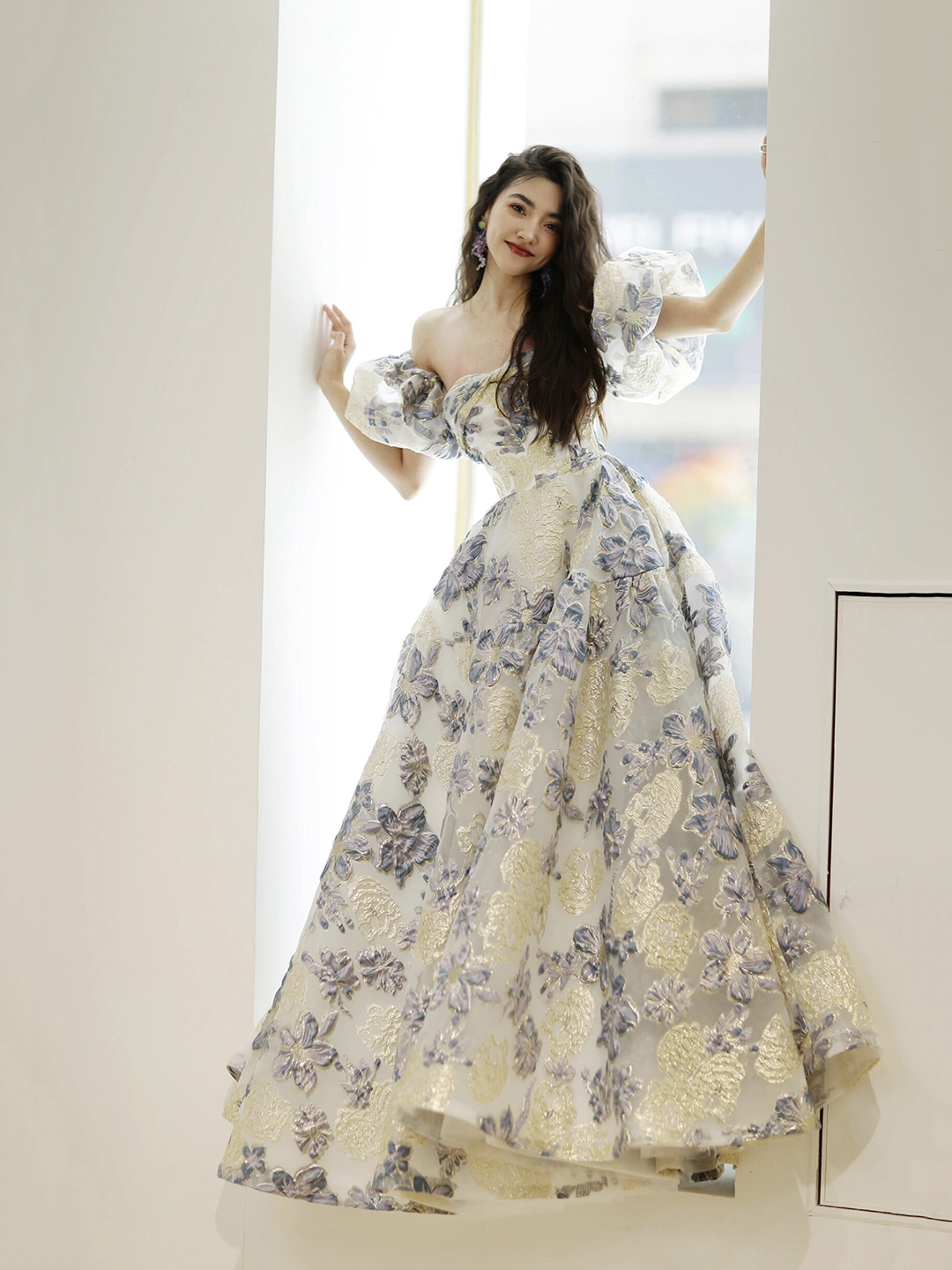 Beautiful Floral Print Floor Length Prom Dress, A-Line Evening Party Dress