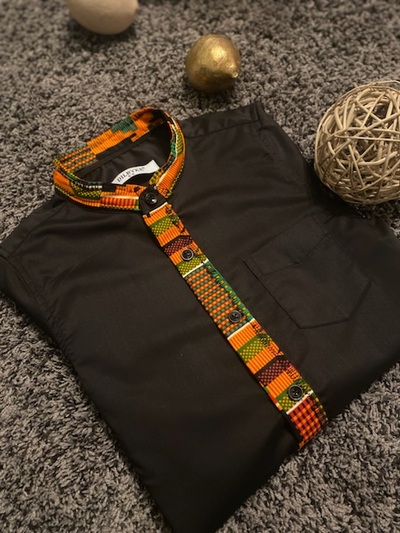 Long Sleeved Kente Button Down Child Shirt