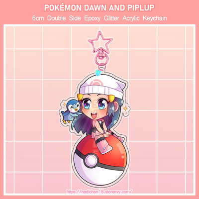 Pokémon Dawn and Piplup chibi Acrylic Keychain
