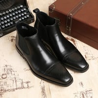 Handmade calfskin leather business formal pointed toe carved shoes - Thumbnail 2