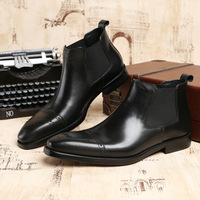 Handmade calfskin leather business formal pointed toe carved shoes - Thumbnail 1