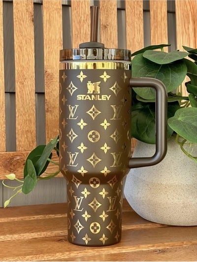 Handmade luxury Insulated Tumbler with Handle - Letter