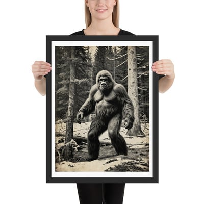 Funny Bigfoot Sasquatch Sighting Photo Framed poster