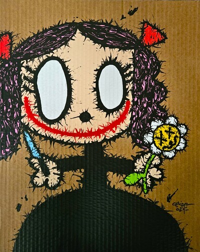 😈👧Painting by Celipe Perroloco "Lady witch death flower"