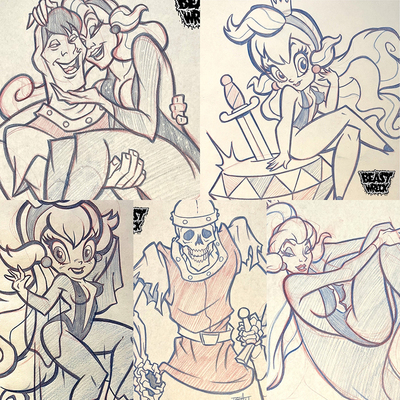 Various DRAGON'S LAIR pencil art