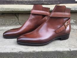 Handmade Brown Patina Leather Classic Jodhpur Dress Boot For Men