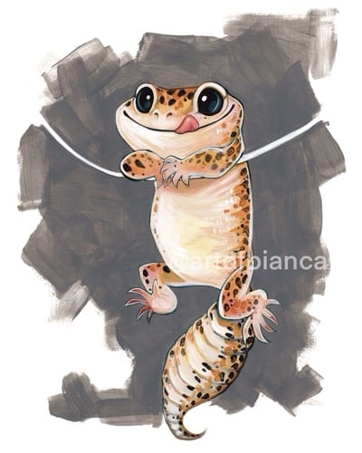 Leopard Gecko hang in there 8x10 Print