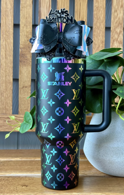 Handmade luxury Insulated Tumbler with Handle - Holographic