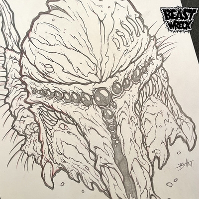 BOBA FETT MONSTER HELMET pencil art