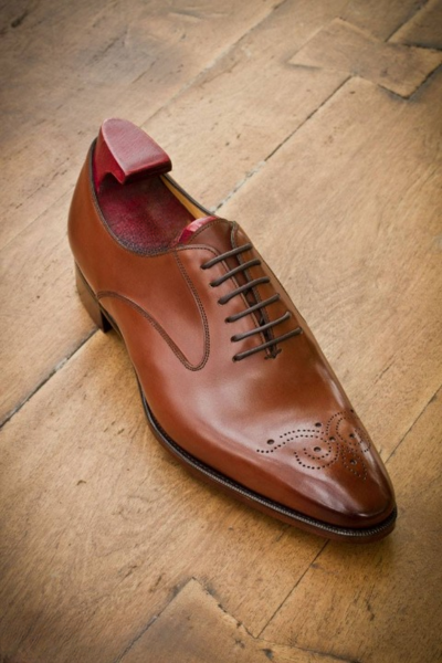 Designer Handmade Brown Oxford Style Lace up Dress Formal Shoes For Men