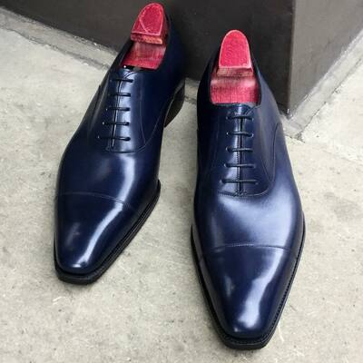 Men’s Blue Patina Leather Dress Shoes