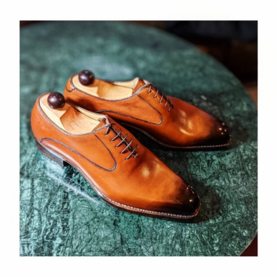 Cognac Calf Leather Oxford Lace up Dress Shoes