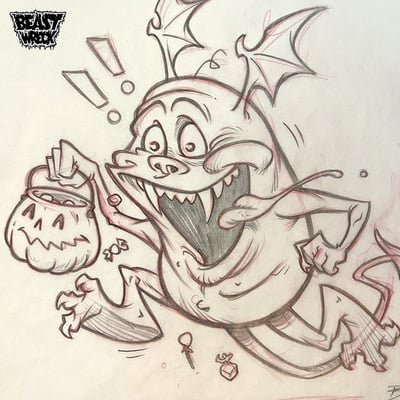 TRICK OR TREAT MONSTER pencil art