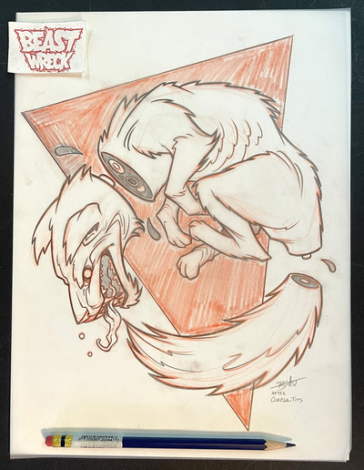 TRISECTA WOLF pencil artwork