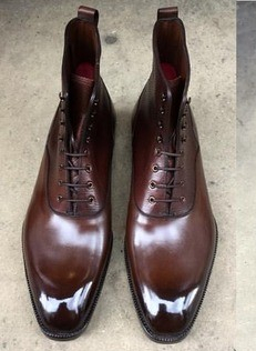 Handmade Men Dress Shoes Brown Leather Ankle High Boot