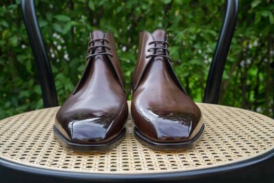 Handmade Men Dress Shoes Brown Leather Chukka Boot