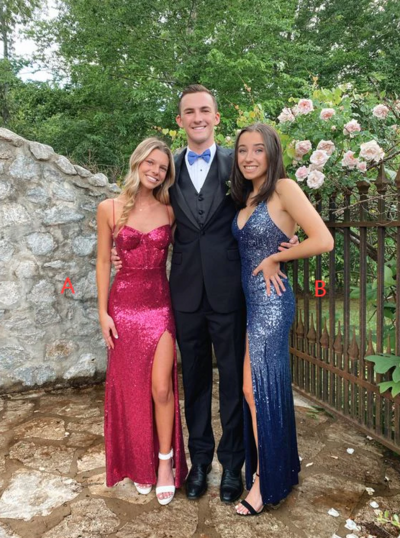 Fuchsia Princess Sequin Sleeveless Long Prom Dresses