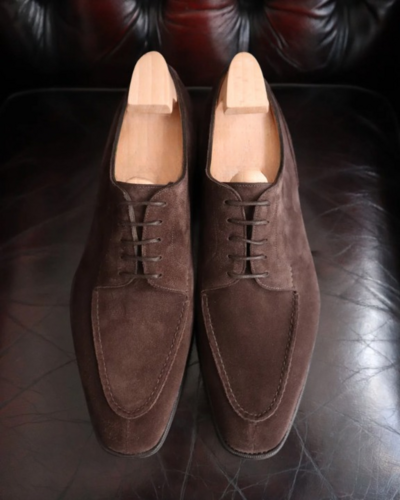 Handmade Men Brown Suede Leather Oxford Lace up Dress Shoes