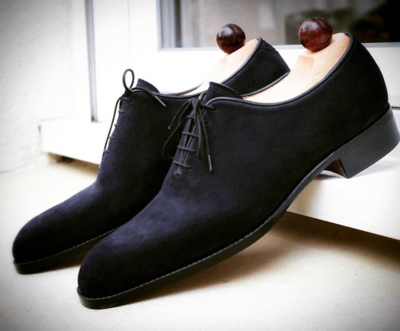 Handmade Men Black Suede Leather Dress Shoes
