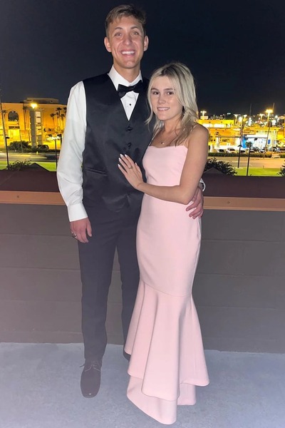 Charming Straps Light Pink Elastic Satin Long Mermaid Prom Dress ,PD231260