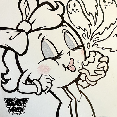 LADY PAC-MAN ink artwork