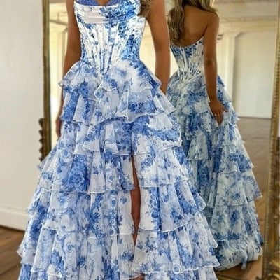 Blue prom dresses corset bn87 - Thumbnail 2