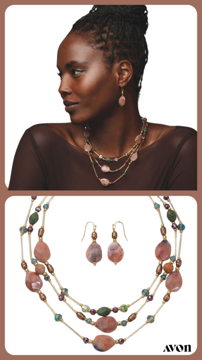 Autumn Aura Layered Necklace & Earring Set - FINAL SALE