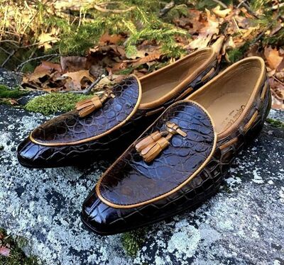 Specially Imported Quality Soft Alligator Texture Brown Loafers Slips On Moccasin Shoes