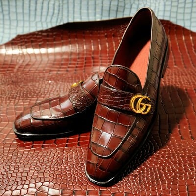 Crafted Leather Handmade Classic Crocodile Leather Dress Shoes
