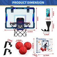 Remote Control Indoor Basketball Hoop with 7-Color LED Lighting & Electronic Scoreboard - Thumbnail 5