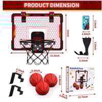 Remote Control Indoor Basketball Hoop with 7-Color LED Lighting & Electronic Scoreboard - Thumbnail 8