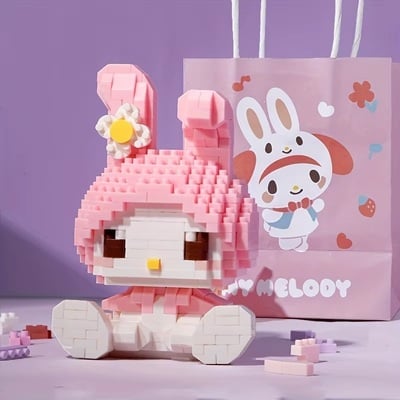 Sanrio Kitty & My Melody Kawaii Building Blocks Set – Cute Cartoon Assembly Puzzle Toy