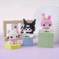 Sanrio Kitty & My Melody Kawaii Building Blocks Set – Cute Cartoon Assembly Puzzle Toy - Thumbnail 3