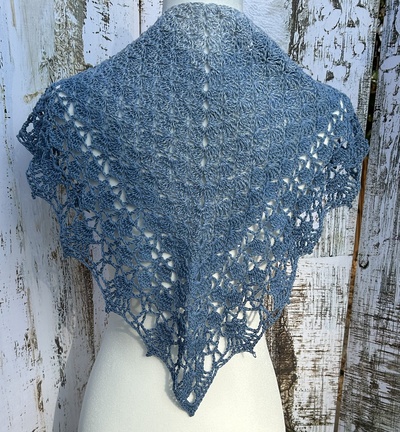 Ghost Ranch Shawlette #1, blue mini-shawl