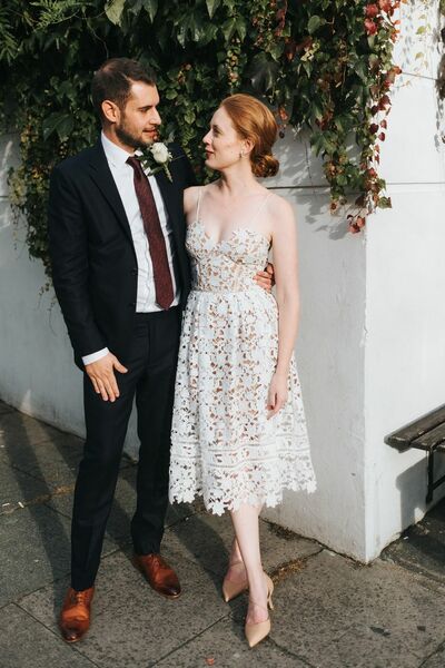 A-line Short Lace Wedding Dress, Mini Short Bridal Dress Wedding Gown