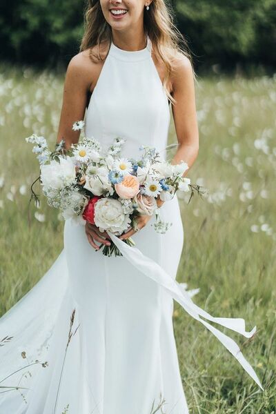 A-line Simple Wedding Dress, Satin Bridal Dress Wedding Gown