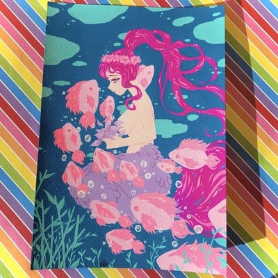 7 x 10 mermaid painting  - Thumbnail 1