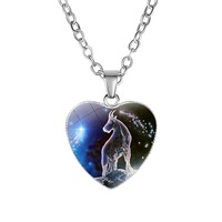 Women's Zodiac Heart Pendant Necklace – 12 Constellation Astrology Jewelry with Glass Dome | Romantic Valentine’s Day Gift - Thumbnail 3