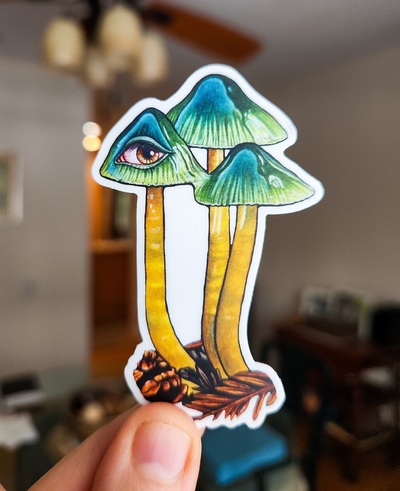 "Parrot Waxcaps" Vinyl Sticker