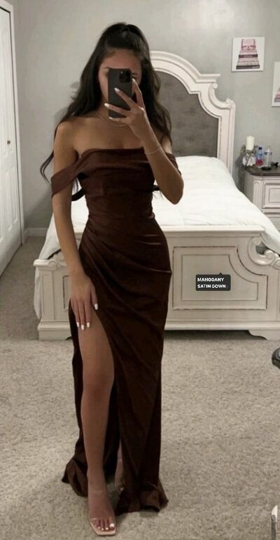 Elegant Purple Off the Shoulder Side Slit Prom Dress Evening Formal Gowns