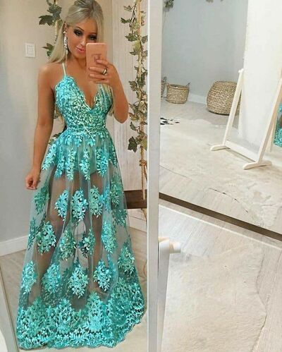 Simple Blue A Line Tulle Prom Dress Evening Formal Gowns