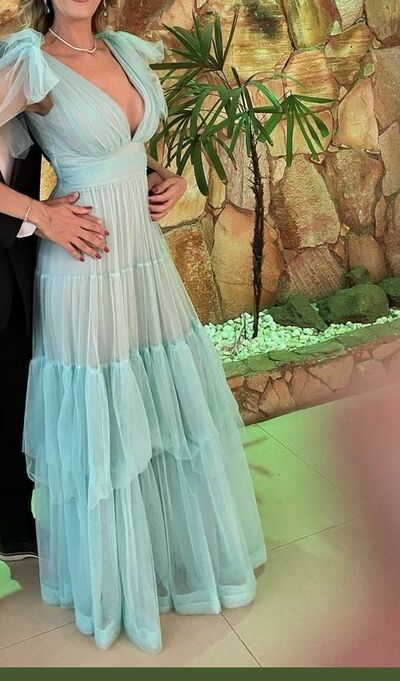 Elegant Sky Blue Sheath Prom Dress Evening Formal Gowns