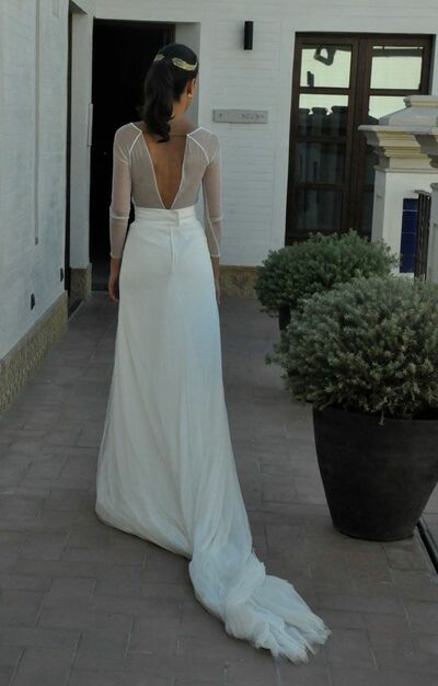 Sheath Wedding Dress, Open Back Bridal Dress Wedding Gown