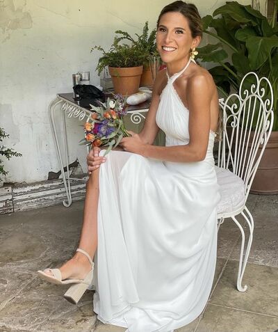 Sheath Wedding Dress, Halter Satin Bridal Dress Wedding Gown