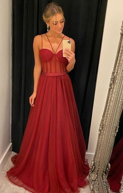 Elegant Red A Line Simple Prom Dress Evening Formal Gowns