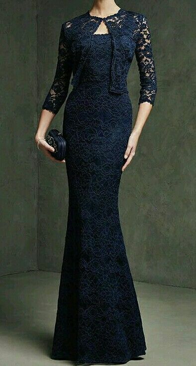 Elegant Navy Blue Lace Mother of Bride/ Groom Dress Evening Formal Dress Prom Dress